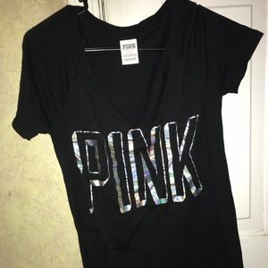 PINK black short sleeve t shirt